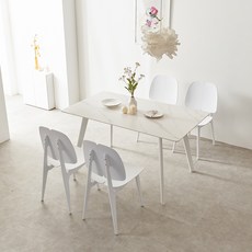 리코 세라믹 식탁 방문설치, 화이트마블, 6인용