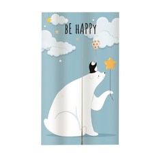 日式長門簾 北極熊與企鵝 100%聚酯纖維, 88 x 150cm, 藍色