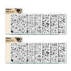 WANNATHIS 塗鴉透明貼紙 6件組, 2套, 黑色