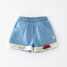Bebeniz 幼童立體蘑菇捲邊鬆緊帶牛仔短褲