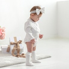 LITTLE TINI 荷葉領刺繡包屁衣+髮帶