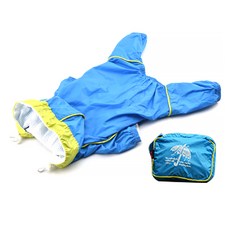 I Love Pet 愛犬腰線連帽四腳雨衣 + 包包套組, 天空藍, 1個