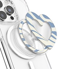 트라이코지 지브라 패턴 투명 마그네틱 미러 스마트톡+자석링, 지브라 패턴 블루, 1개