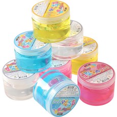 myTOYS 繽紛布丁果凍史萊姆 8入組, 透明+藍色+黃色+紅色, 1組, 250克