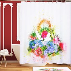 카리스 풍경 그림체 디자인 욕실 샤워 커튼 A04 180 x 180 cm, 1개