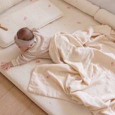 vivienda 嬰幼兒用純棉4層紗布毯, 粉紅兔兔