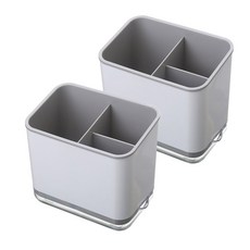 MONACO OLIVE 潔淨方形餐具筒, 灰色, 2個