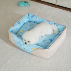 Pet&Mama 寵物四季卡通雙面坐墊, 1個, 米色