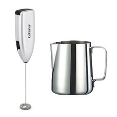Caferia 電動奶泡機 CEM1 + Comax 拉花奶鋼杯 350ml S2 套組, 單一顏色, 1套