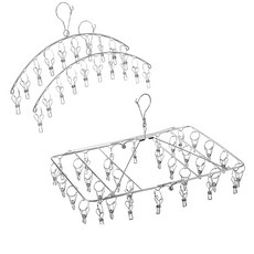 GAPANG 多用途曬衣夾晾衣架 10夾 2入 + 34夾組合 銀色 12號 TOYA011, 1套, 單一顏色