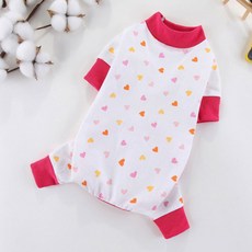 DING DONG PET 狗狗拼色袖四季連身衣, 粉色愛心