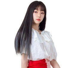 가발위드 와이드 컬러 포인트 피스 스트레이트 4p + 트윙클 붙임머리 세트, 딥그레이블루(컬러피스), 랜덤발송(붙임머리), 1개