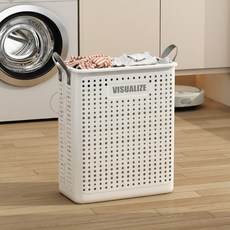 파라다이소 비주얼라이즈 에어홀 접이식 다용도 수납 빨래 바스켓 고정형, 화이트