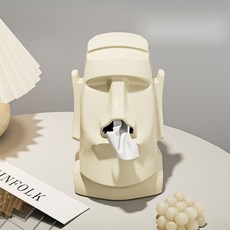 Makuwaku 雕像石像抽取式面紙盒 14.5 x 17 x 23.5 cm MHJ076, 白色, 1個