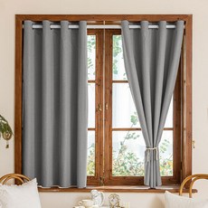 韓國 GNY 亞麻質感生活防水遮光窗簾 2入, 灰色