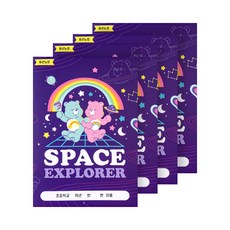 lucalab 彩虹熊小學用橫線筆記本4入組, 宇宙, 1套