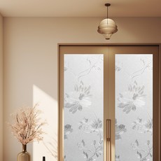NaturalHome 延長型無膠靜電玻璃窗貼, 花朵半透明