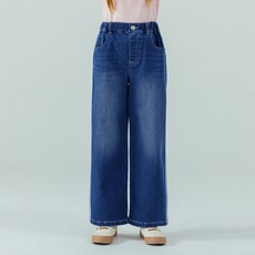 아동용 누베 레이스 와이드 기모 데님팬츠