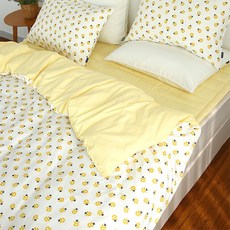 amante 黃色小花圖案單人被套, 黃色