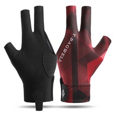 T-BAGWELL 左手無指撞球手套, 深紅色, 2個