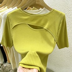 엘쏘 여성용 여름 골프웨어 데일리 폴라 앞트임 포인트 니트 스웨터