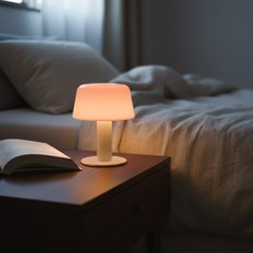 쉬폰 케이크 미드센츄리 인테리어 무선 무드등, 핑크 + 크림버터