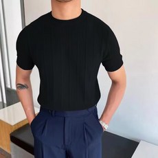 男士 DM 休閒圓領套頭短袖針織T恤