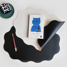 ade.l 波浪皮革餐墊, 430 x 300 mm, 白色 + 黑色, 2個