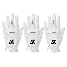 죽조이 남녀공용 양피 소프트 골프장갑 왼손용, 화이트, 3개