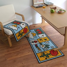 快樂花朵簇絨腳踏墊 + 廚房地墊套組, 多色