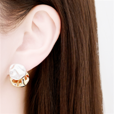 노이드비 여성용 925실버 은침 투웨이 엔틱 더블원형 못난이진주 귀걸이