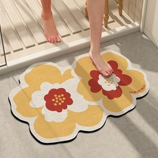 PEONIST 花朵室內裝飾地墊, 黃粉色