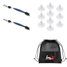 NAYASTYLE 高爾夫球桿頭清潔器 2入 + TPE 高爾夫短球梯 10入 + 收納袋套組 GFYP-10-5+168-3PU, 混和色