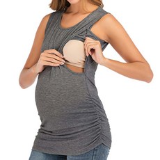 스타 엉덩이 덮는 라운드넥 수유 민소매