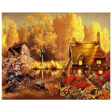 KMELLIE 3D 方形鑽石畫 DIY + 畫框套組 40 x 30 cm, 鄉村風景, 1套