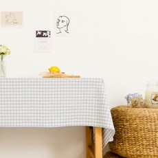 레브라이프 멜란체크 코튼 식탁보, 블루, 110 x 110cm