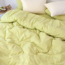 베이직톤 국내산 클래식 양면 바이오워싱 고밀도 80수 이불커버, 올리브그린