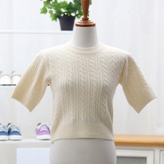 라라온 여성용 레토 크롭 반팔 니트