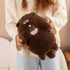 몬드스팟 두더지 뽀글이 일자 바디필로우 YY57527, 브라운