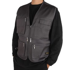 더노블페이스 후리스타일 무지 면 작업복조끼 HRMS 천무열