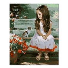 ADICO 女孩PF13 40 x 50厘米看DIY繪畫貓, 混合顏色