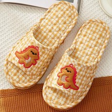 아리코 여성용 3중쿠션 면 거실화, 옐로우, 1개