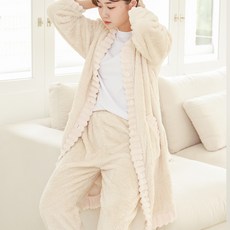 민트코코아 여성용 아이럽 수면가운 + 바지 잠옷 파자마 세트