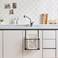 Itemtalk 雙面水槽門掛式置物籃, 1個, 黑色