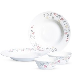 Bormioli Rocco 雙人義大利麵碗4件組, 白色, 義大利麵碗 2p + 醬料碗 2p