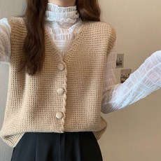 andstyle 女款華夫格鈕扣針織背心 261204