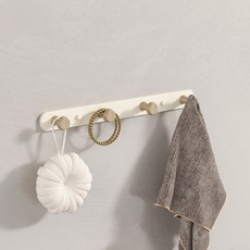 ZOZO 奶油風實木圓頭掛鉤 4鉤 LV123-2 奶油白 免打孔安裝, 1個