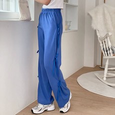 Lalaon 女款蝴蝶結運動闊腿鬆緊腰長褲 TSP2792