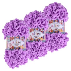 alize 핑거니팅 퍼피파인 뜨개실, 378 파스텔보라, 3개