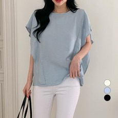 MOOD IN THE 女款寬鬆圓領荷葉邊袖雪紡衫